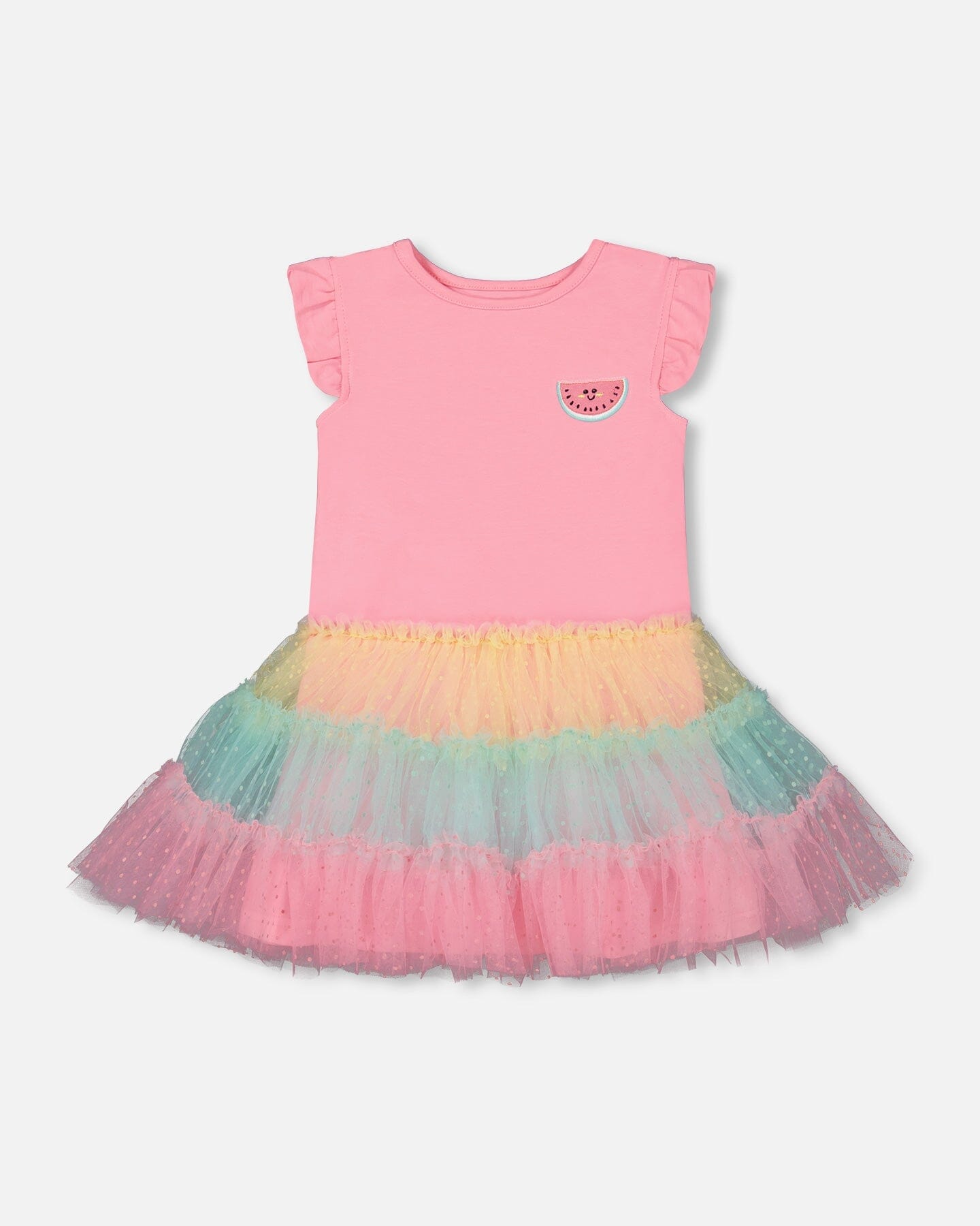 Short Sleeve Dress With Tulle Skirt Bubble Gum Pink - F30E88_680