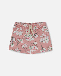 French Terry Short Pink Jasmine Flower Print - F30F27_097