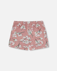 French Terry Short Pink Jasmine Flower Print - F30F27_097