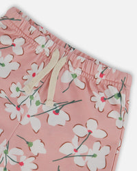 French Terry Short Pink Jasmine Flower Print - F30F27_097