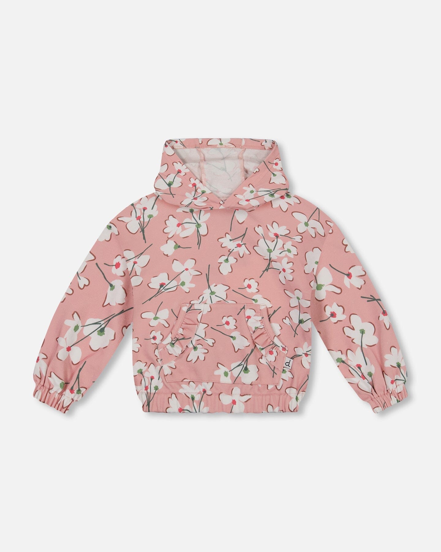 Hooded French Terry Sweatshirt Pink Jasmine Flower Print - F30F30_097