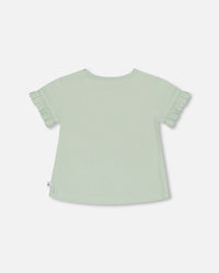 Rib Top With Print Frosty Green - F30F70_378