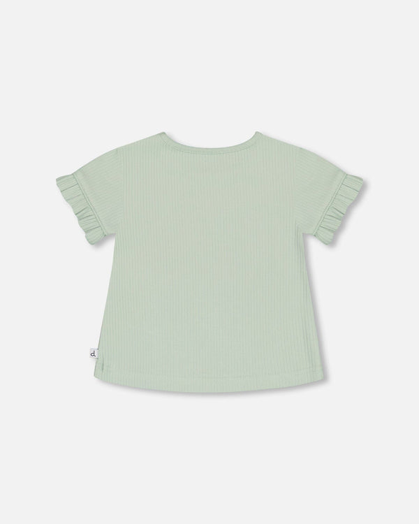 Rib Top With Print Frosty Green - F30F70_378