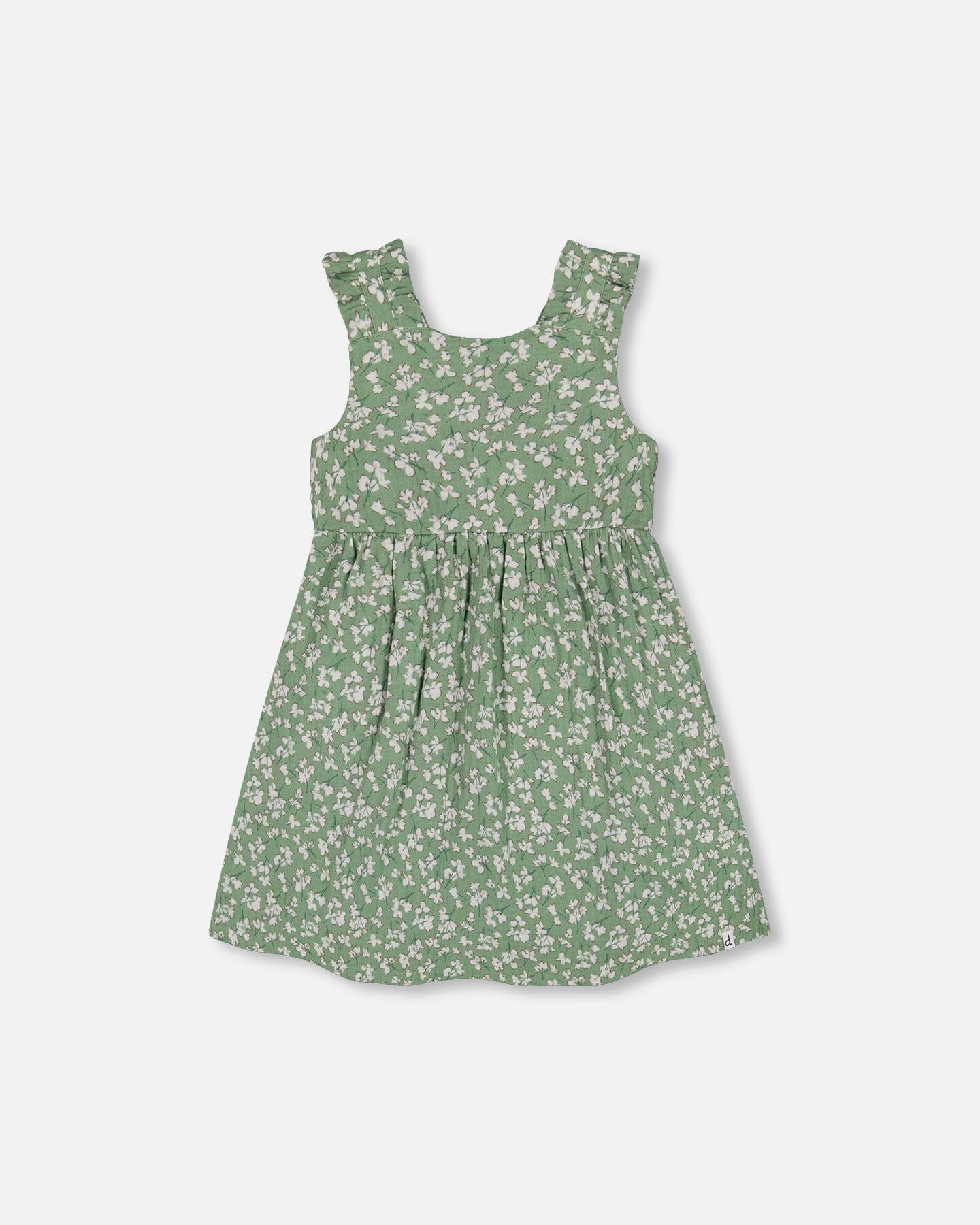 Sleeveless Muslin Dress Green Jasmine Flower Print - F30F86_090