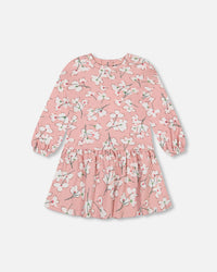 French Terry Dress Pink Jasmine Flower Print - F30F87_097