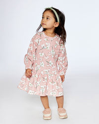 French Terry Dress Pink Jasmine Flower Print - F30F87_097