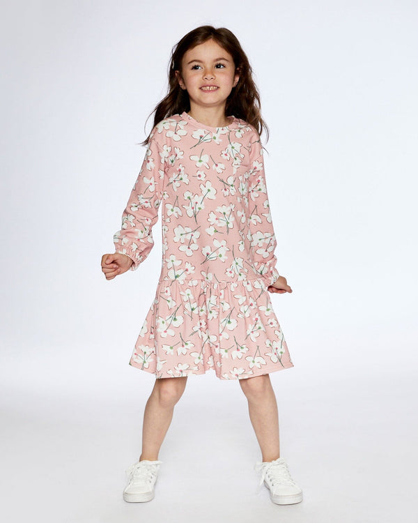 French Terry Dress Pink Jasmine Flower Print - F30F87_097