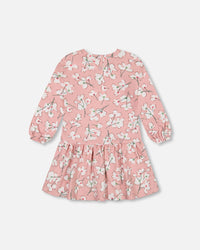 French Terry Dress Pink Jasmine Flower Print - F30F87_097