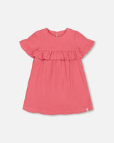 Muslin Dress With Frill Cherry