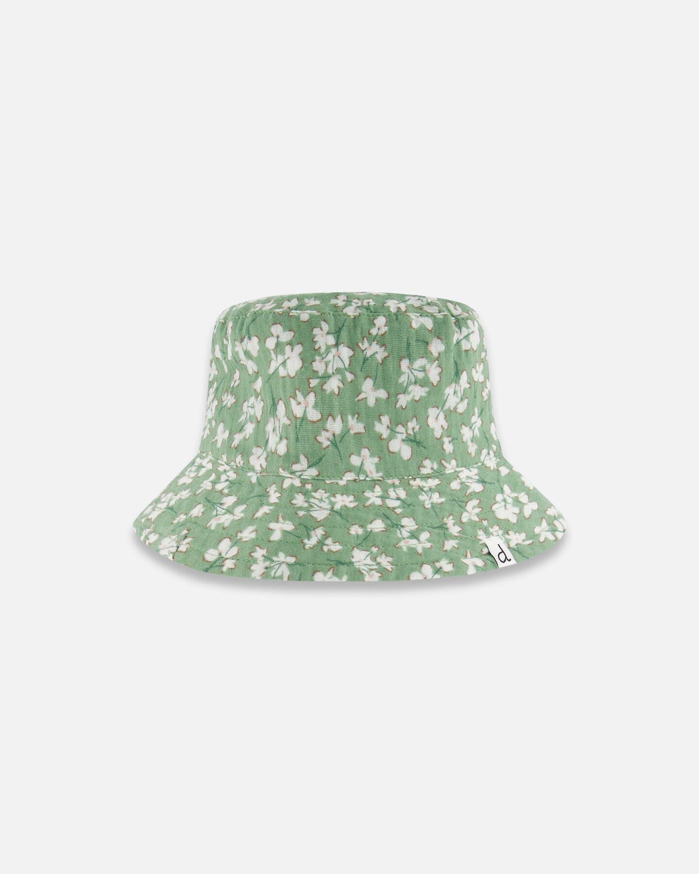 Muslin Bucket Hat Green Jasmine Flower Print - F30FH_090