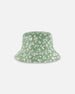 Muslin Bucket Hat Green Jasmine Flower Print - F30FH_090