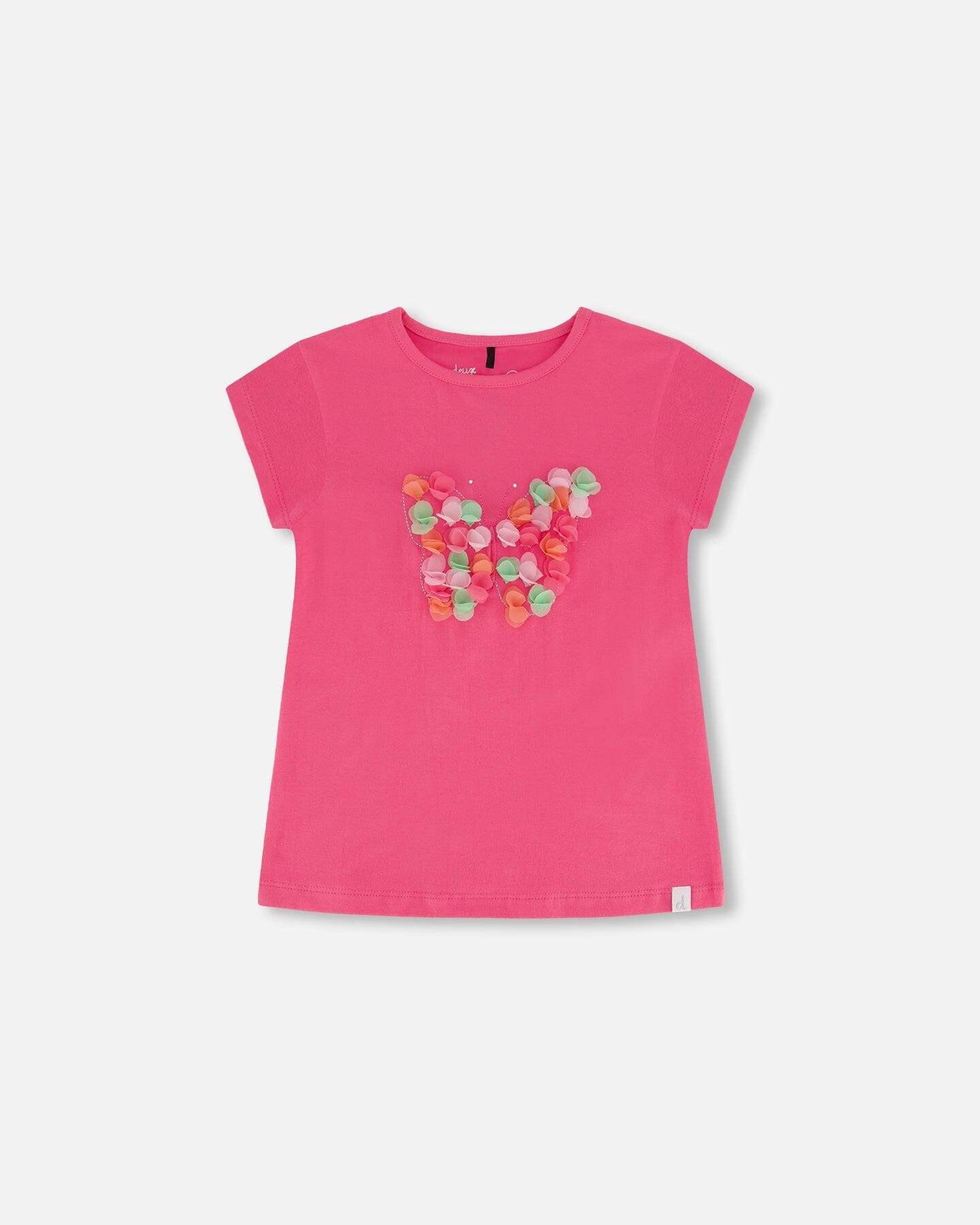 Organic Cotton Top With Print And Applique Candy Pink - F30G70_653
