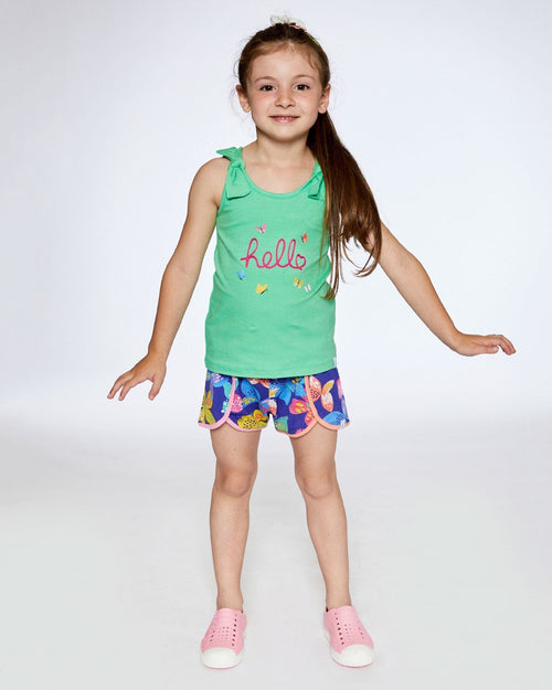 Organic Cotton Tank Top With Print Spring Green - F30G72_396