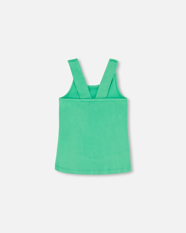 Organic Cotton Tank Top With Print Spring Green - F30G72_396