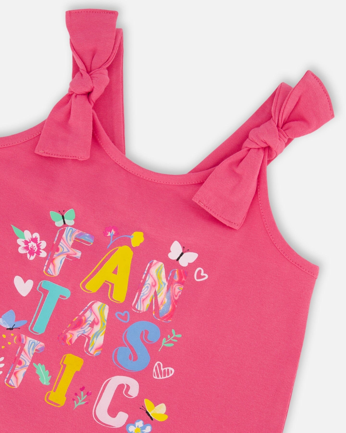 Organic Cotton Tank Top With Print Candy Pink - F30G72_653