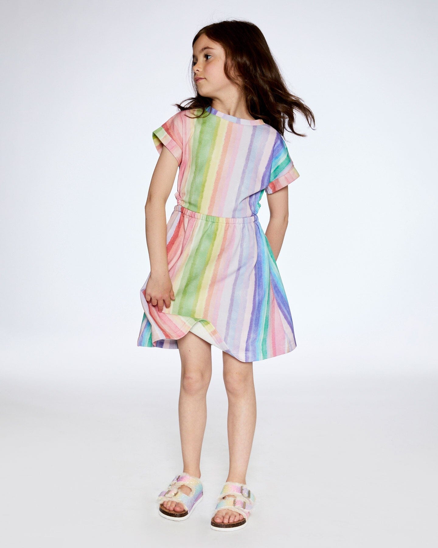 French Terry Dress Rainbow Stripe - F30G87_088
