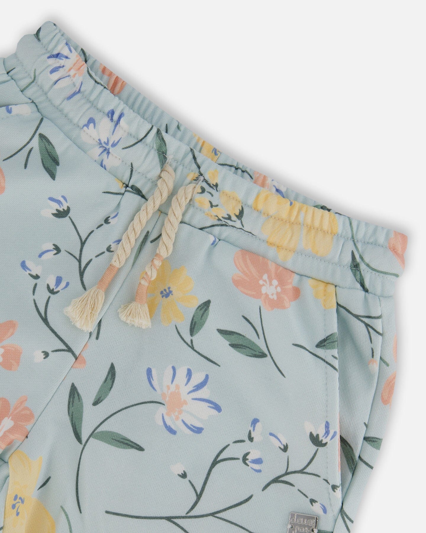 French Terry Short Baby Blue With Printed Romantic Flower - F30H25_028