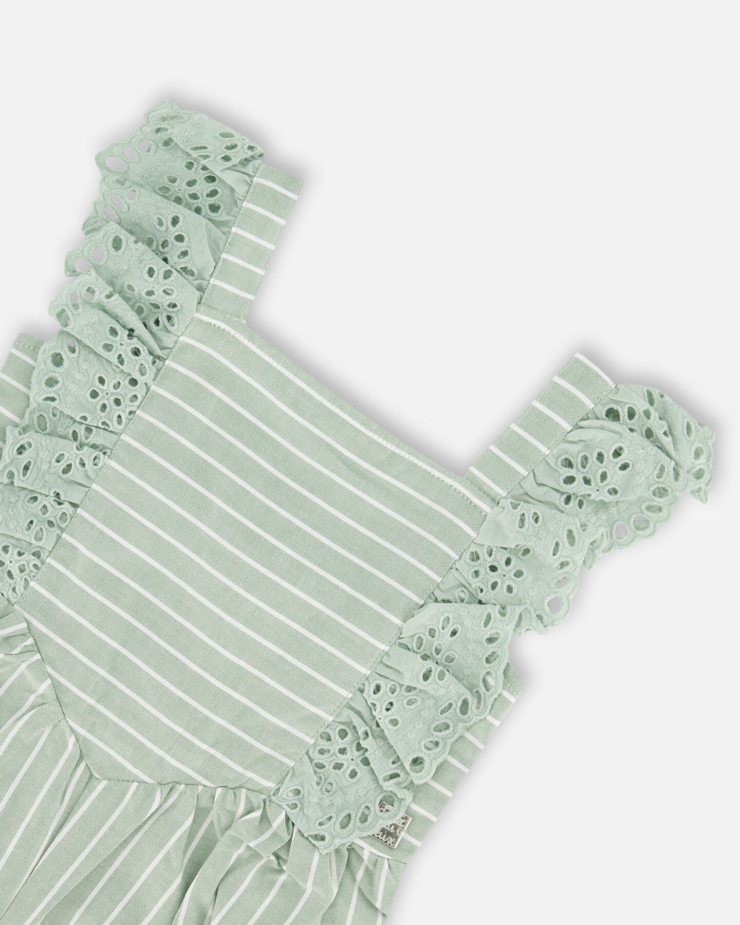Sleeveless Stripe Jumpsuit With Frills Apple Green - F30H41_340