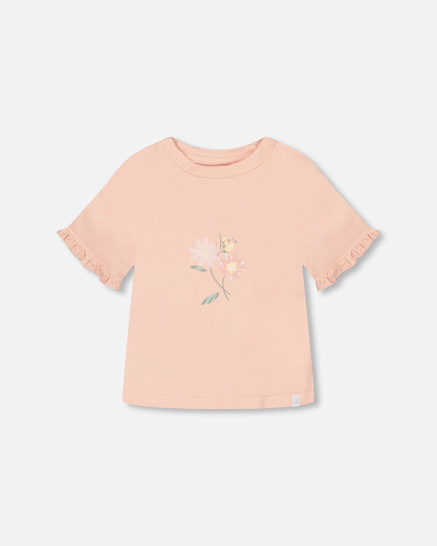 Organic Cotton Top With Print And Frills Blush Pink - F30H70_811