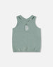 Organic Cotton Tank Top With Print Olive Green - F30H73_340