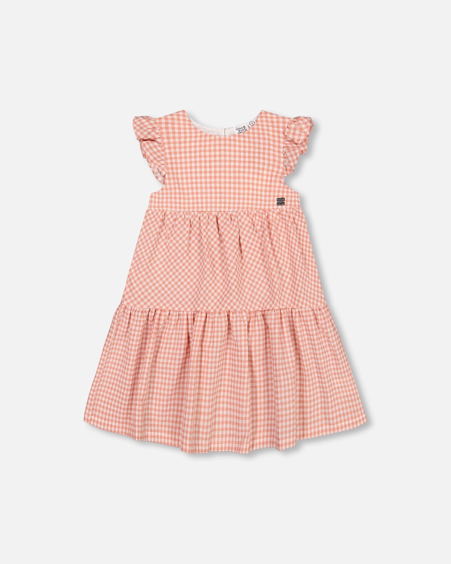 Peasant Dress With Frill Sleeves Vichy Dusty Rose - F30H90_000