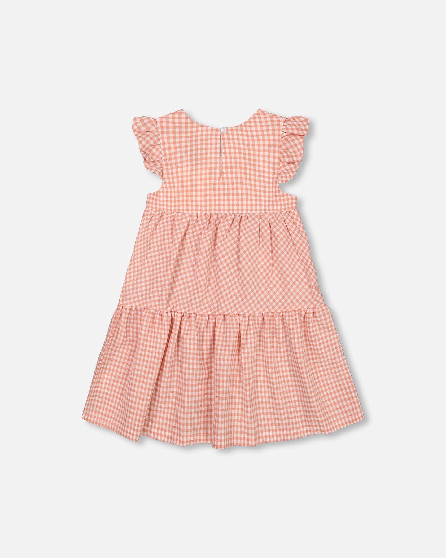Peasant Dress With Frill Sleeves Vichy Dusty Rose - F30H90_000