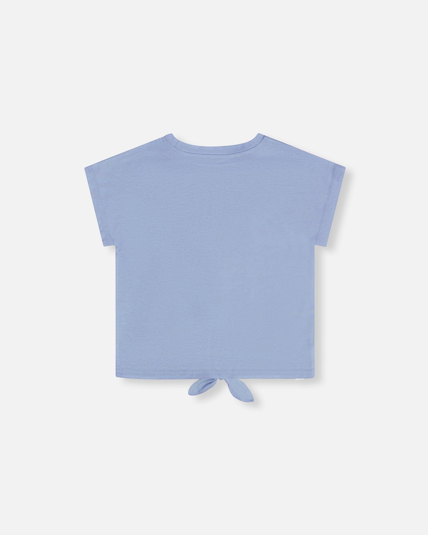Organic Cotton Top With Print And Knot Grey Blue Tees & Tops Deux par Deux 