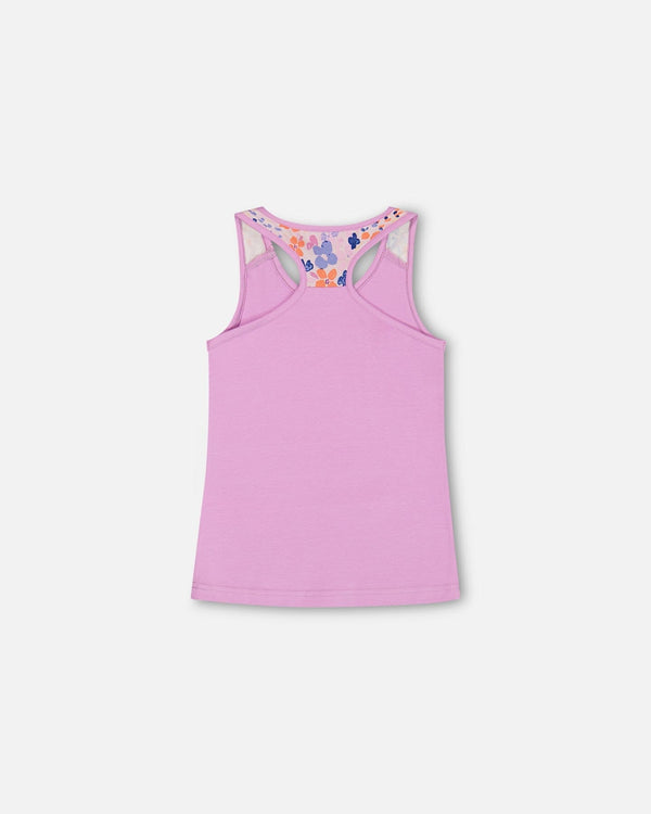 Organic Cotton Tank Top With Print Lavender - F30I71_515