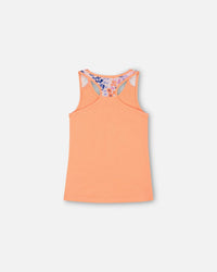 Organic Cotton Tank Top With Print Salmon Orange - F30I71_832