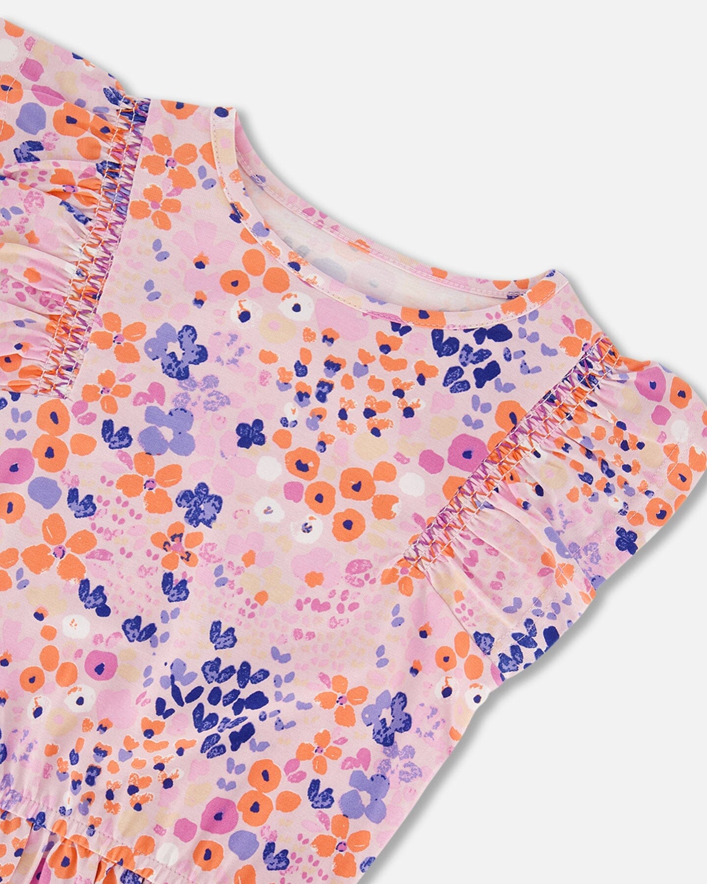 Organic Cotton Tunic Lavender Printed Fields Flowers - F30I76_043