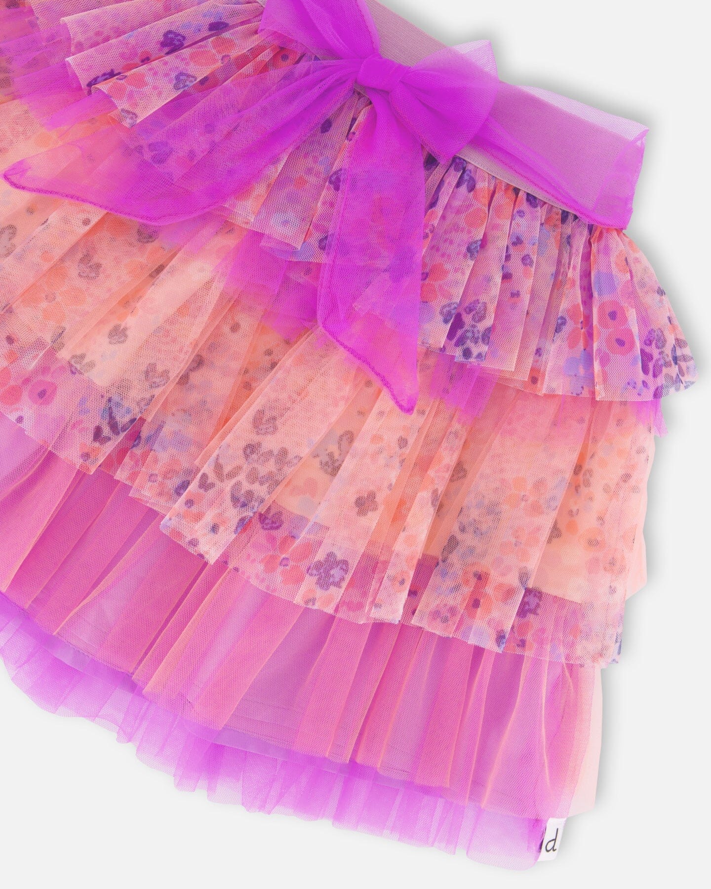 Ruffle Tulle Mesh Skirt Lavender Printed Fields Flowers - F30I80_000