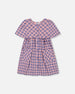 Button Front Dress With Pockets Plaid Pink And Blue - F30I92_082