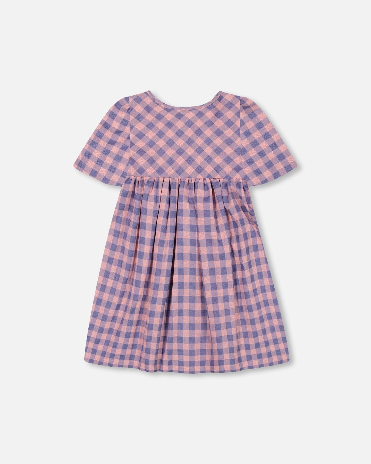 Button Front Dress With Pockets Plaid Pink And Blue - F30I92_082