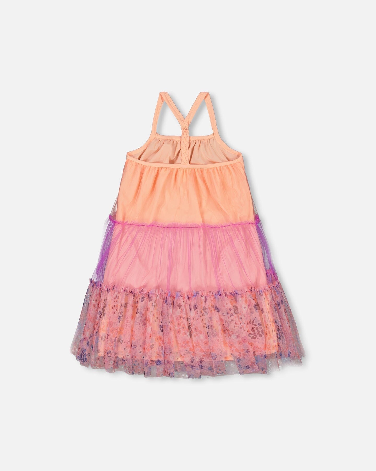 Sleeveless Colorblock Mesh Dress Lavender And Salmon - F30I93_000
