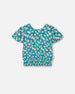 Smocked Waist Viscose Blouse Turquoise - F30J15_085