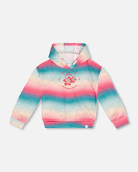 French Terry Hooded Sweatshirt Printed Tie Dye Waves - F30J30_095