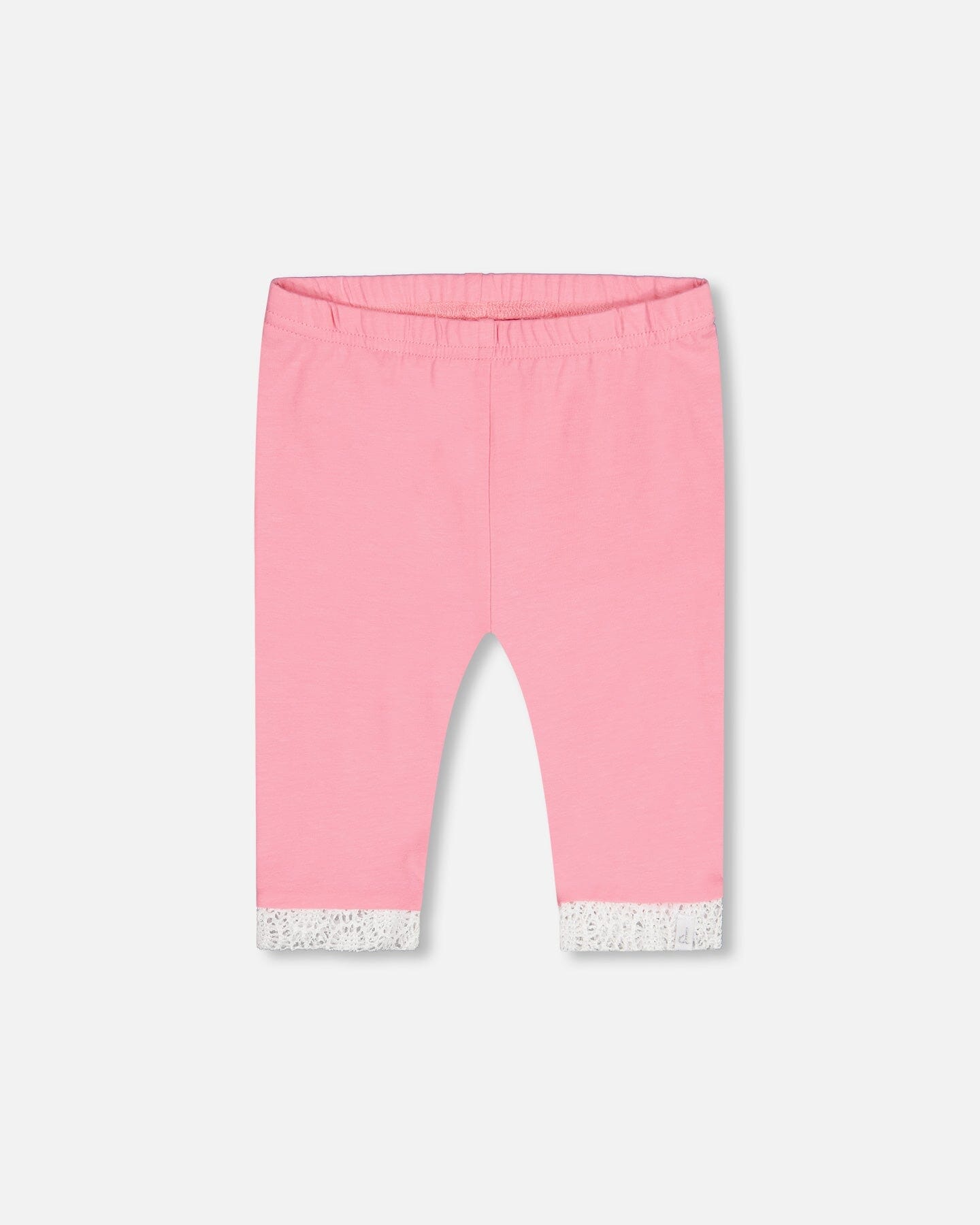 Organic Cotton Short Leggings With Crochet Trim Bubble Gum Pink - F30J60_680