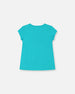 Organic Cotton Tee With Print Turquoise - F30J70_392