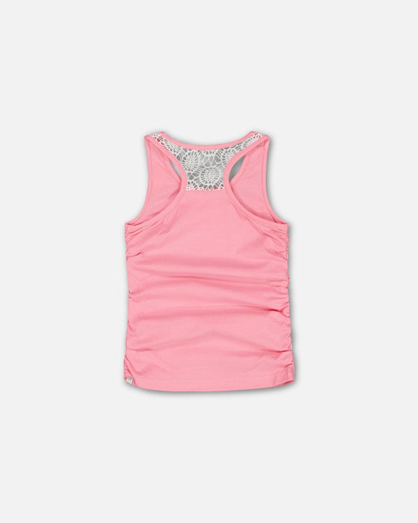 Organic Cotton Gathered Tank Top Bubble Gum Pink - F30J72_680