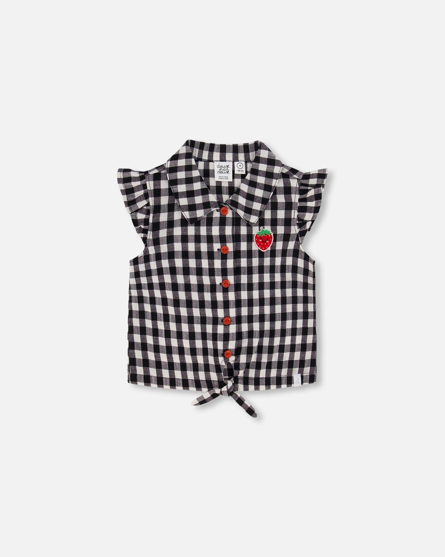 Blouse With Knot Little Vichy Black And White - F30K15_029