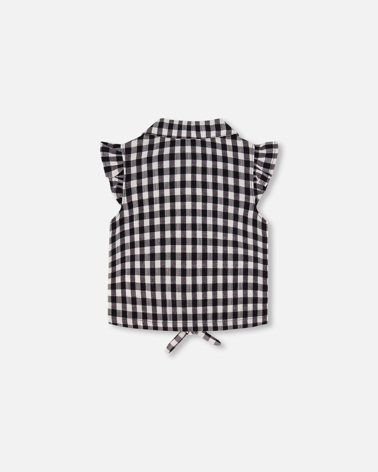 Blouse With Knot Little Vichy Black And White - F30K15_029