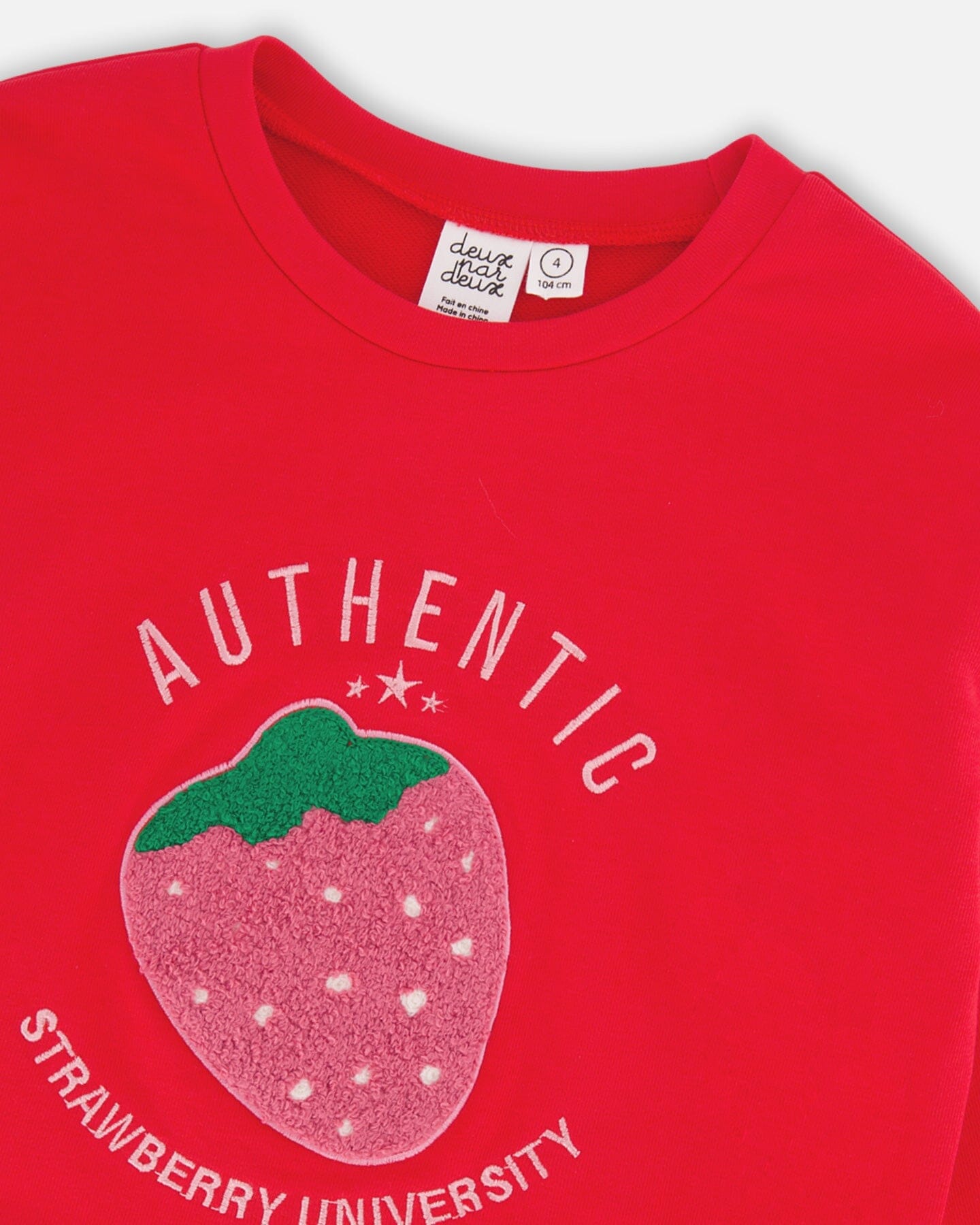 French Terry Sweatshirt With Strawberry Applique True Red - F30K30_732