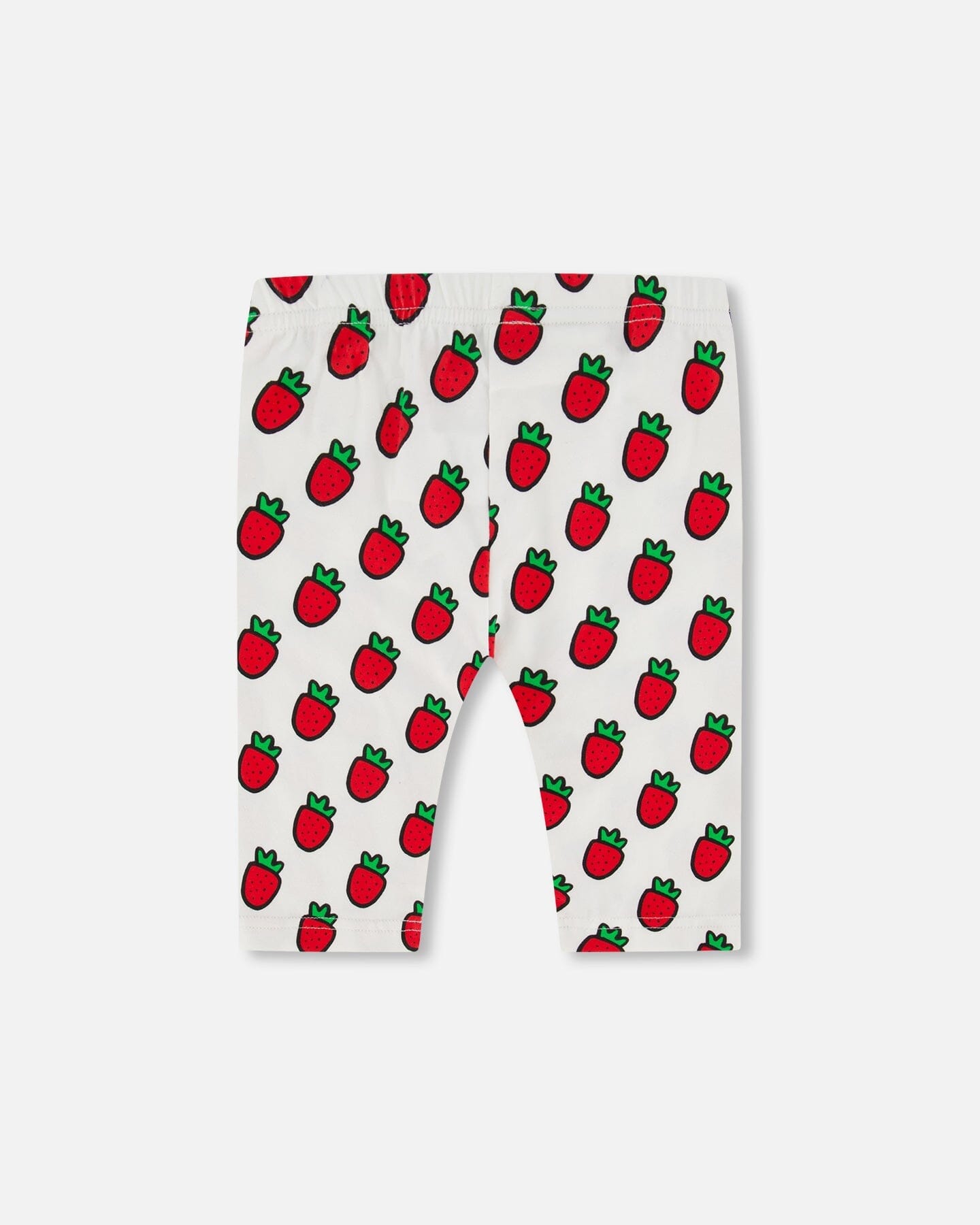 Organic Cotton Short Leggings White Printed Pop Strawberry - F30K61_091