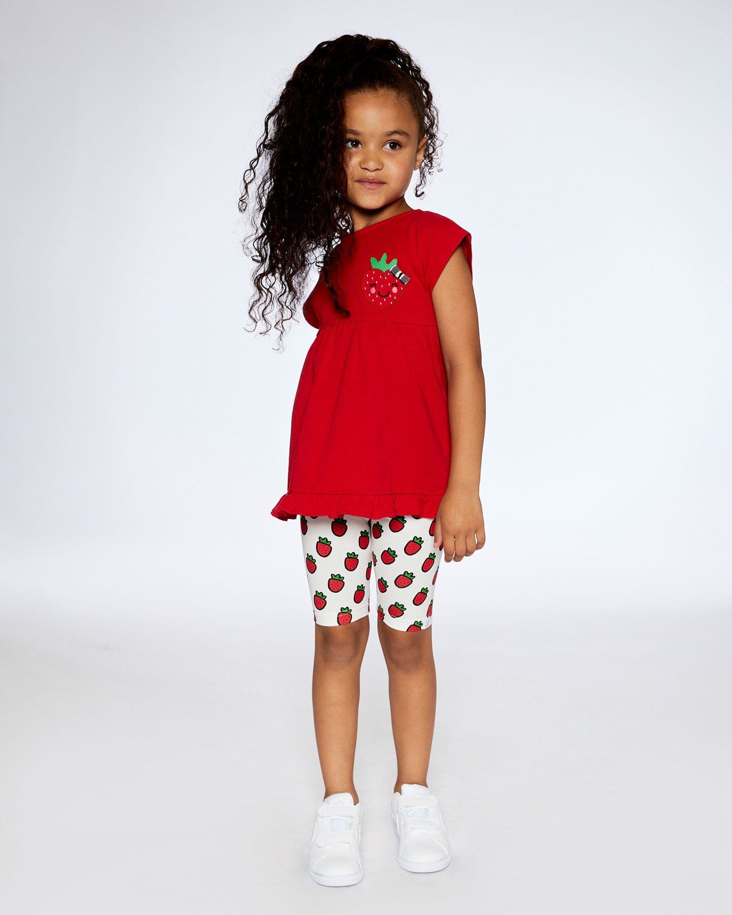 Organic Cotton Long Top With Frill True Red - F30K76_732