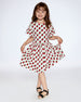 Organic Cotton Dress With Flounce Sleeves White Printed Pop Strawberry - F30K86_091