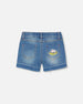 Blue Jean Short With Funny Patches - F30L27_123