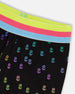 Capri Legging Black With Colored Metallic Flower Print - F30L61_040