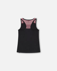 Organic Cotton Tank Top With Mesh Back Black - F30L71_999