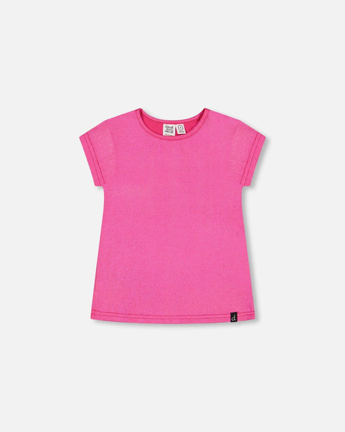 Bright Shiny Rib T-Shirt Fuchsia Pink - F30L72_652