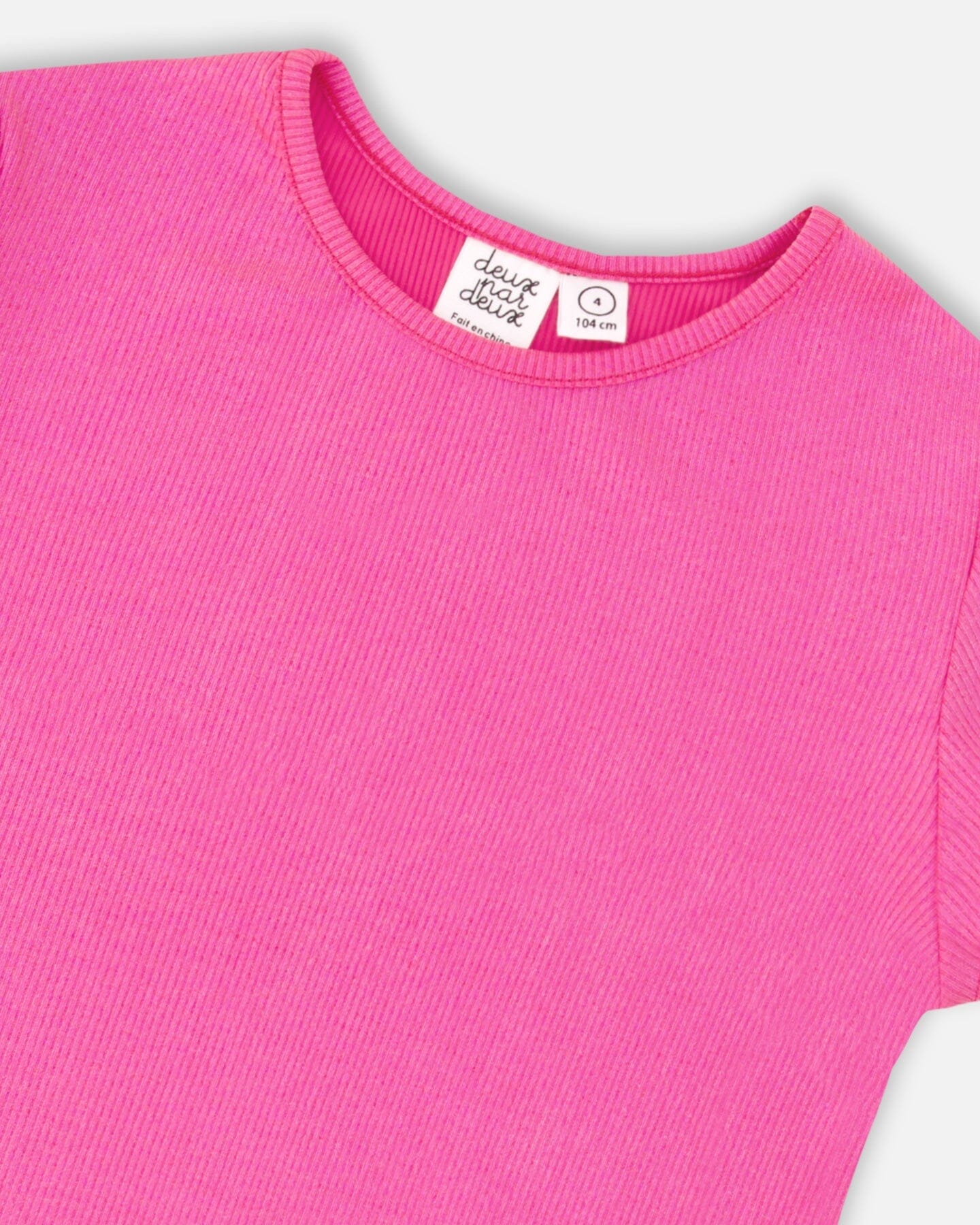 Bright Shiny Rib T-Shirt Fuchsia Pink - F30L72_652